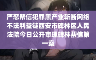 严惩帮信犯罪黑产业斩断网络不法利益链西安市碑林区人民法院今日公开审理碑林帮信第一案