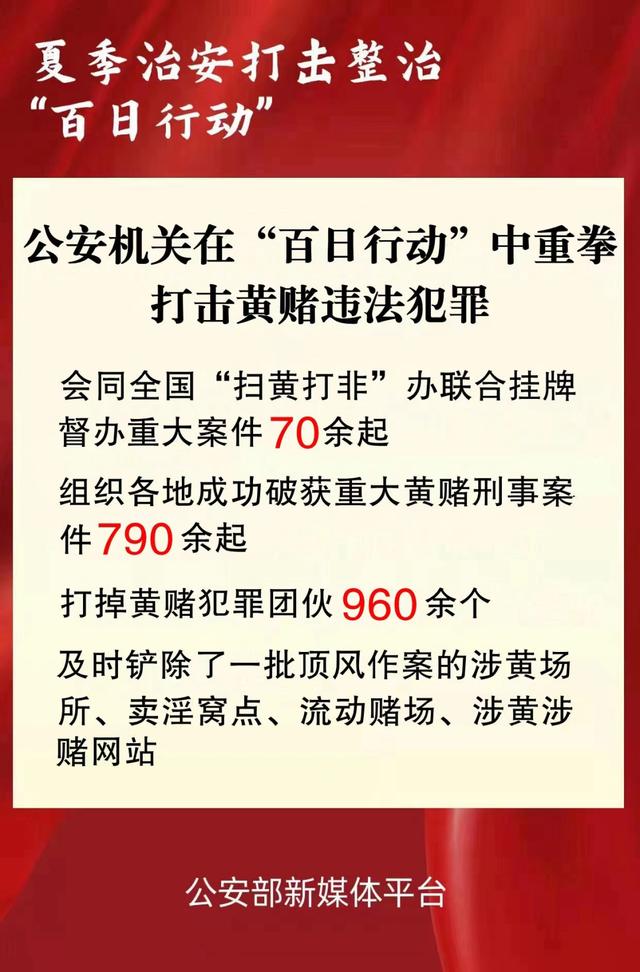 公安机关在百日行动中重拳打击黄赌违法犯罪,公安部重拳打击黄赌违法犯罪  第2张