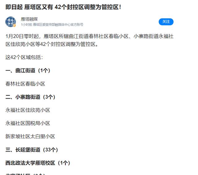 西安解封娱乐场所2022年1月20日起封控区调整为管控区调整为管控区  第1张