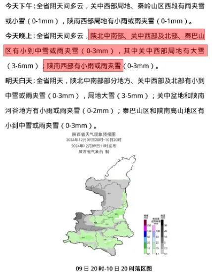 西安天气预报：小到中雪、雨夹雪、大雪，马上到！-第1张图片